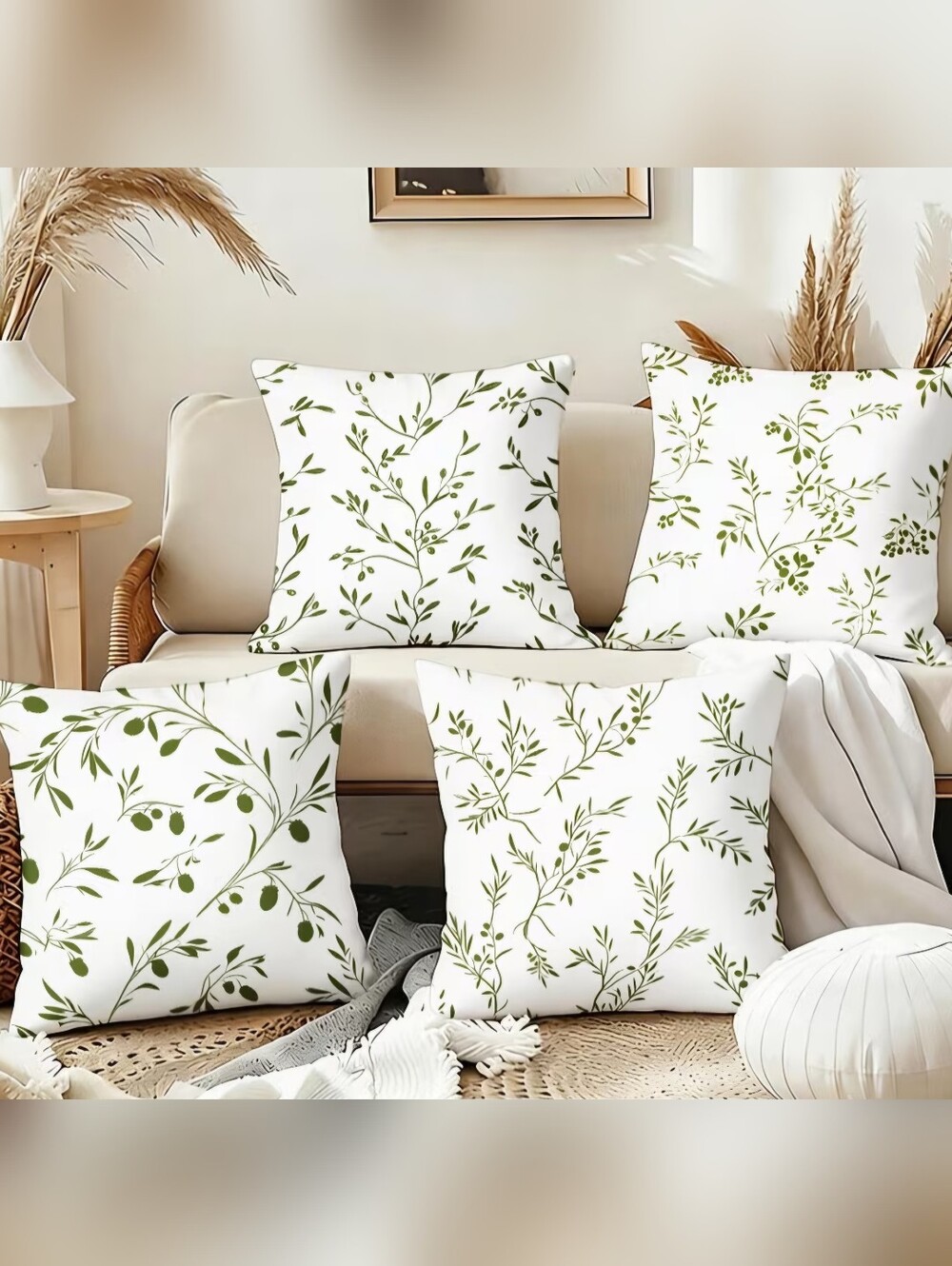 4pc Olive Branch Pattern Pillows Covers
